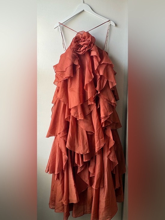 Aje Dresses & Skirts - Aje Pandorea Coral Clay Tiered Maxi Dress with Floral Rosette